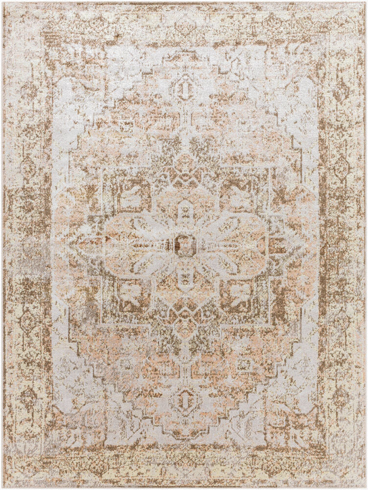Lillian Machine-Washable Rug, Warm Brown Traditional