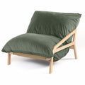 Jaxx Pillow Saxx Dream Lounger with Wood Frame, Green Velvet