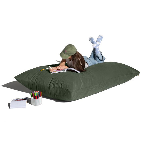 Jaxx Pillow Saxx Dream Lounger with Wood Frame, Green Velvet