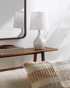 Rugged White Ceramic Table Lamp, 20"