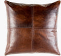 Surya Sheffield dark brown suede and leather throw pillow