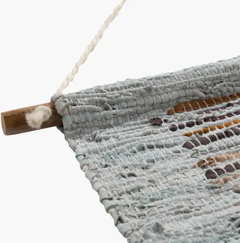Santos Woven Leather and Jute Wall Hanging, 44" x 22"