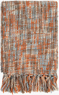 Surya Tabitha woven throw blanket in rust and blue
