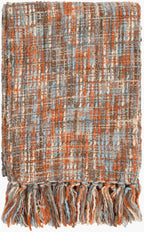 Surya Tabitha woven throw blanket in rust and blue